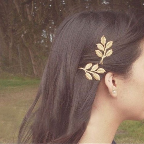 NEW 2 Piece Gold Leaf Hair Pin Set - Picture 3 of 5